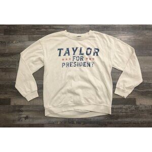 Simply Southern Taylor Swift Taylor For President Womens Small Sweatshirt White